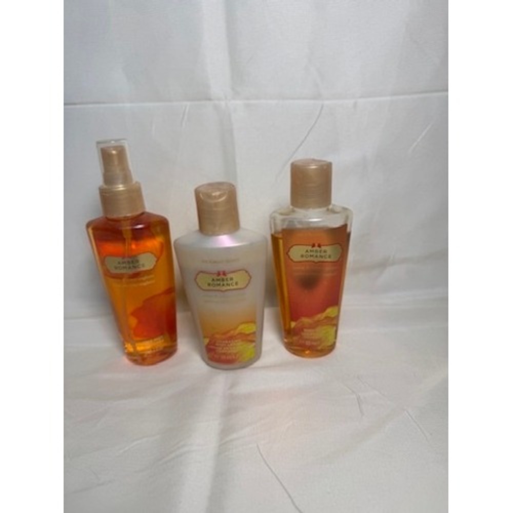 Victoria's Secret Amber Romance Mist Lotion Body Wash Set 4.2oz Travel READ